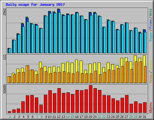 Daily usage for January 2017
