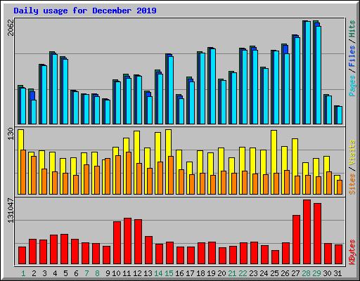 Daily usage for December 2019