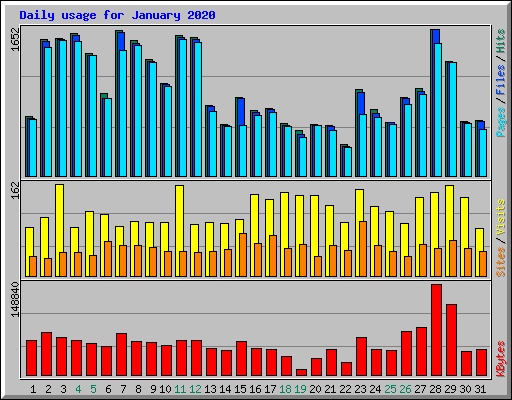 Daily usage for January 2020