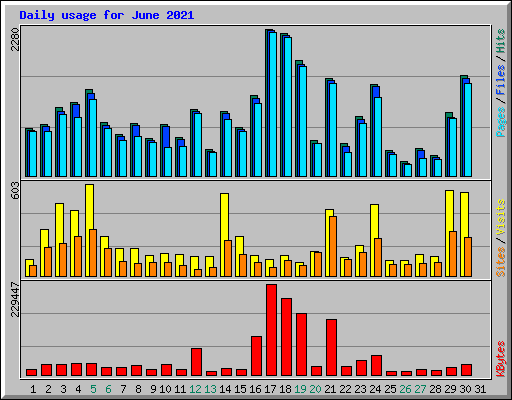 Daily usage for June 2021