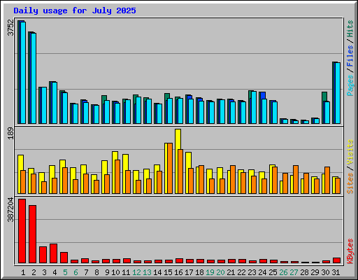 Daily usage for July 2025