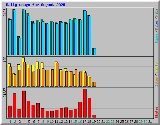 Daily usage for August 2026