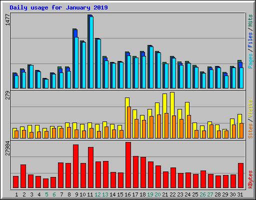 Daily usage for January 2019