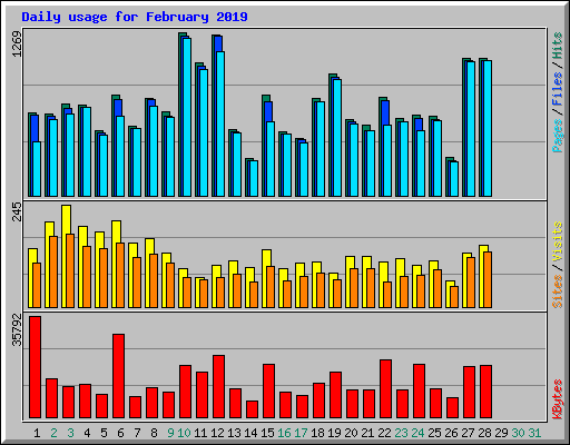 Daily usage for February 2019