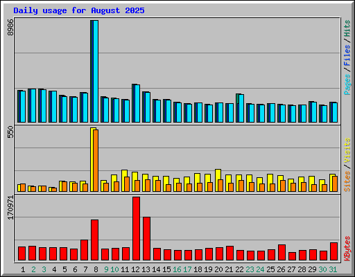 Daily usage for August 2025