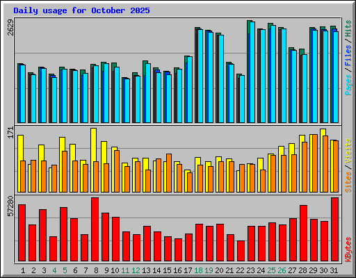 Daily usage for October 2025
